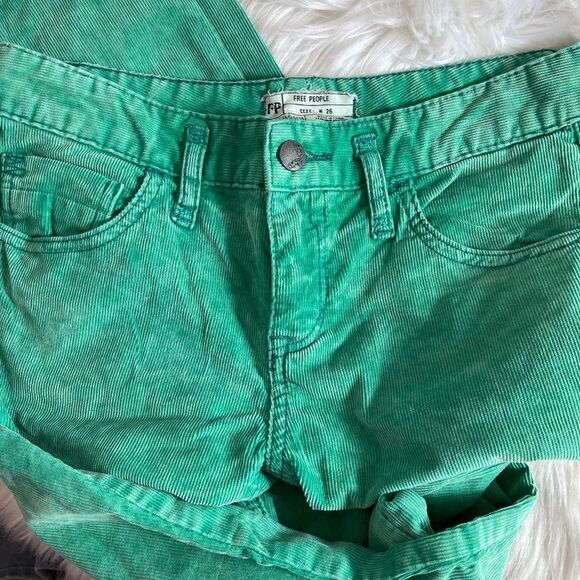 Free People Green 5 Pocket Skinny Cord Sz 26 - Picture 4 of 7
